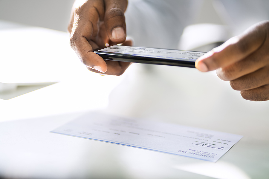 Depositing check via mobile banking